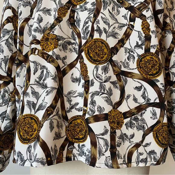 80’s/90’s Coin/Crest Belt Print Blouse - Picture 6 of 12